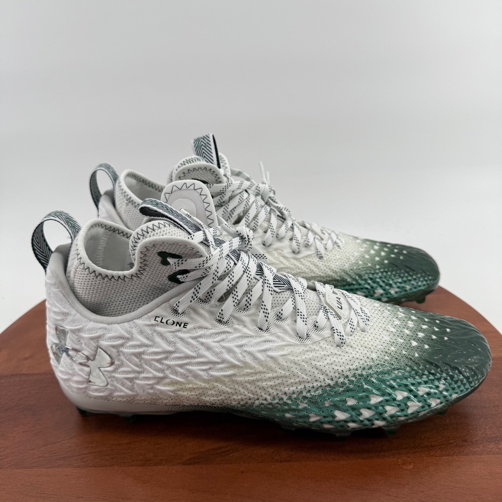 Under Armour Spotlight Clone 3.0 MC Football Cleats White/Green/Silver Men's 12